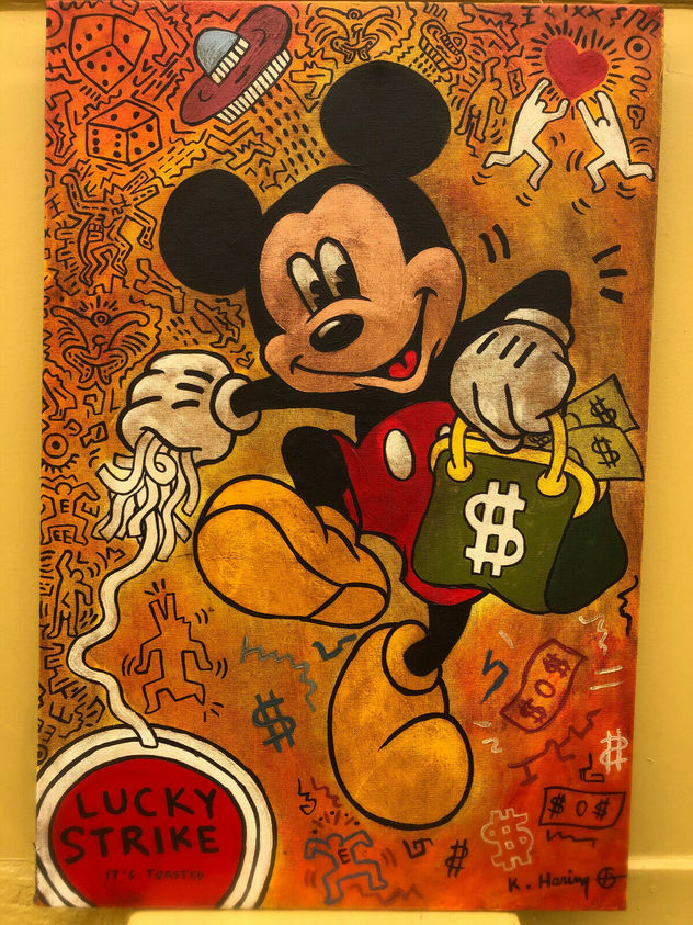 KEITH HARING OLEO SOBRE LIENZO FIRMADO