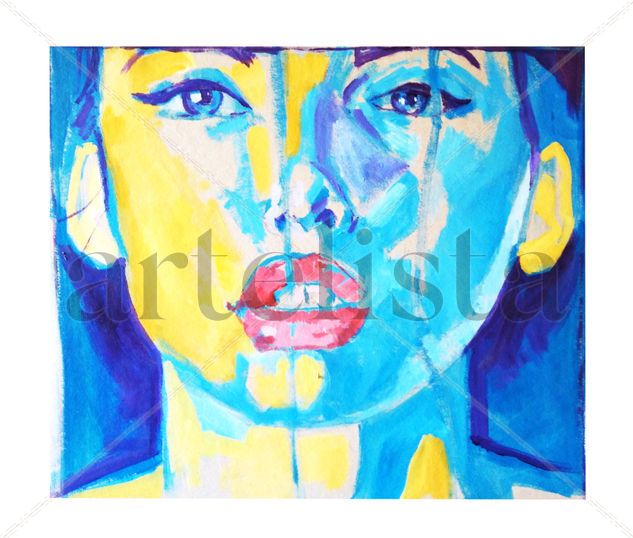 Chica bicolor Acrylic Card Portrait