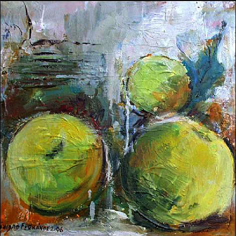 Tres manzanas Acrylic Canvas Still Life Paintings