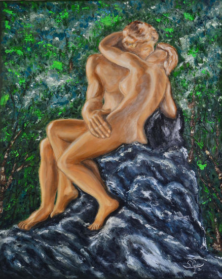 El beso de Rodin Oil Canvas Figure Painting