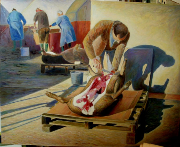 "La matanza del cerdo, descuartizando"