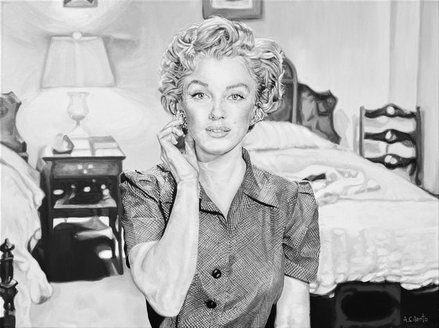 Marilyn Monroe - Don't Bother to Knock - Almas desesperadas Oil Textile Portrait