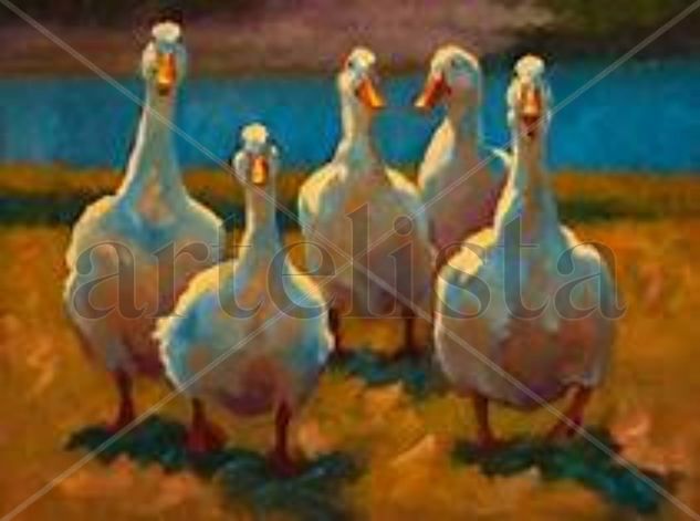 Gooses Óleo Lienzo Animales