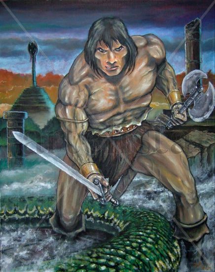 Conan El Bárbaro Oil Paper Figure Painting