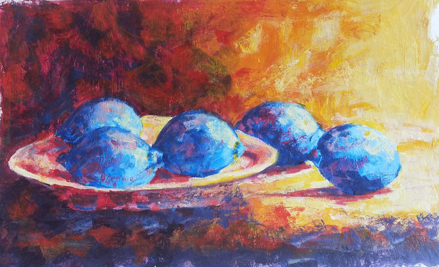 "más raros que unos limones azules" Acrylic Card Still Life Paintings