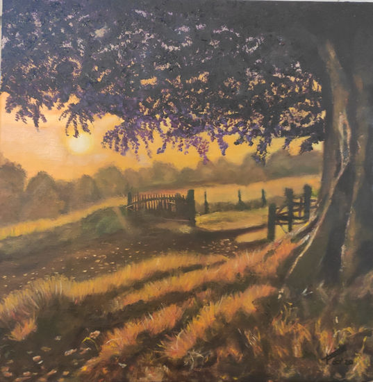 Atardecer en el campo Oil Canvas Landscaping