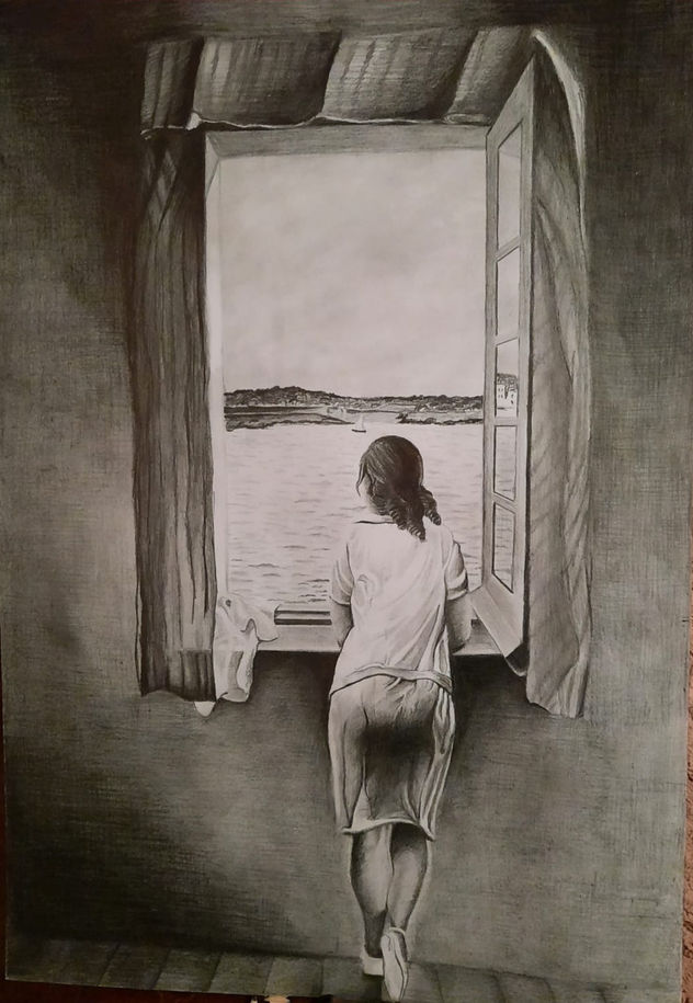 muchacha en la ventana de Dali