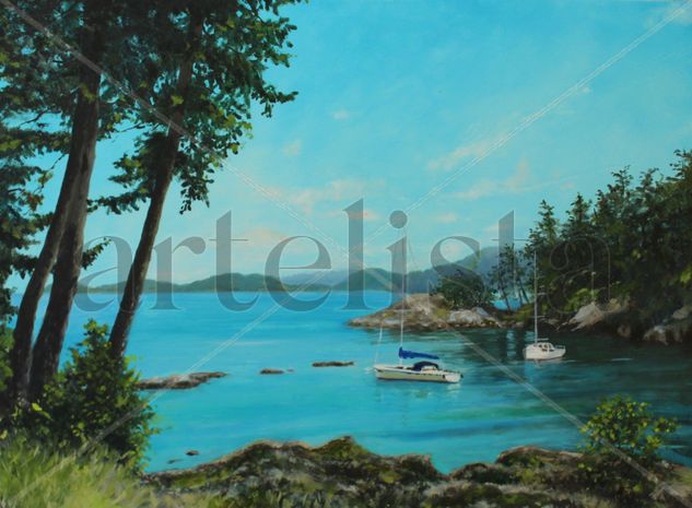 Pender Island Cove Oil Panel Marine Painting