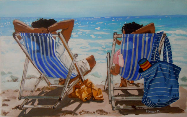 Compartiendo Oil Textile Marine Painting