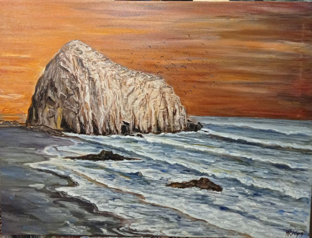 roca milenaria, Héctor Montesinos, constitución chile. Acrylic Canvas Marine Painting