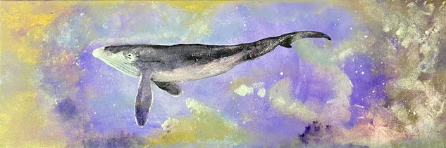 Ballena en el espacio Acrylic Canvas Animals