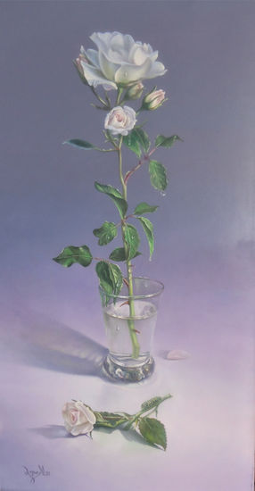 Rosas Blancas Oil Canvas Still Life Paintings