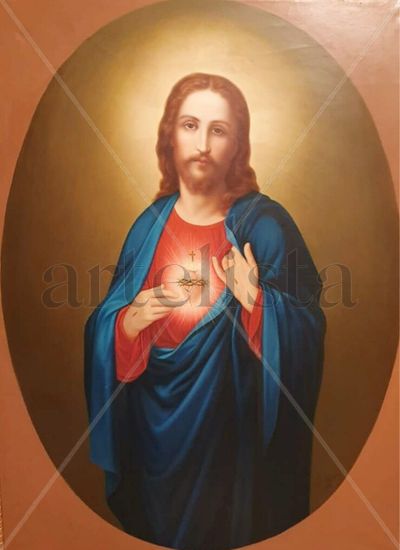 Corazón de Jesus Oil Canvas Figure Painting