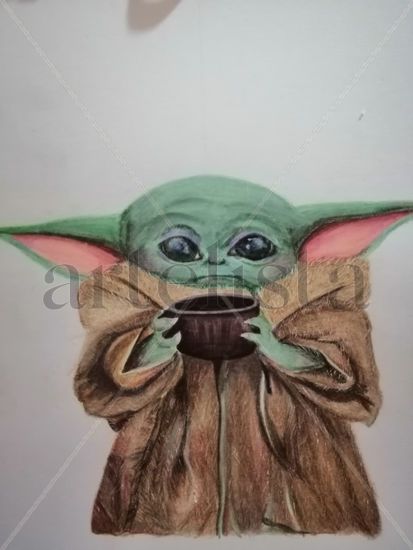 Baby Yoda Técnica Mixta