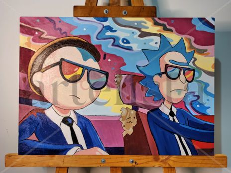 Rick y Morty en óleo