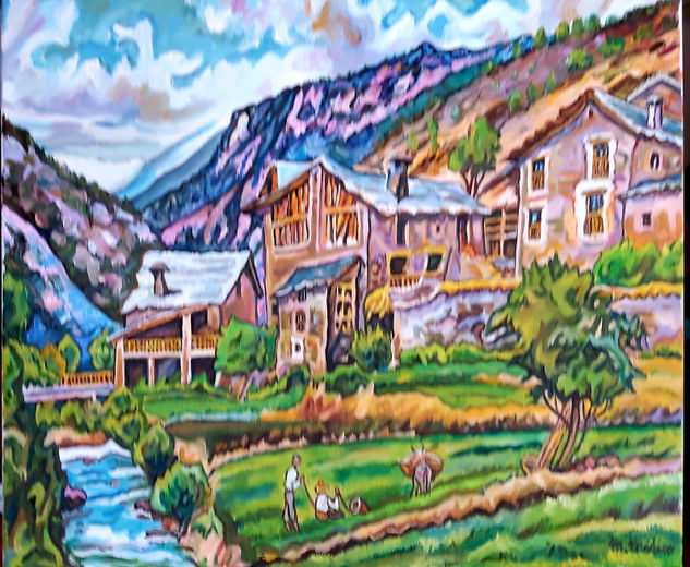 Un dia en la Huerta (Alpes Suizos) Oil Canvas Landscaping