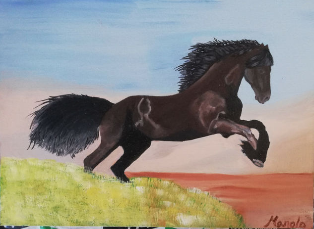 caballo 1 Oil Panel Animals