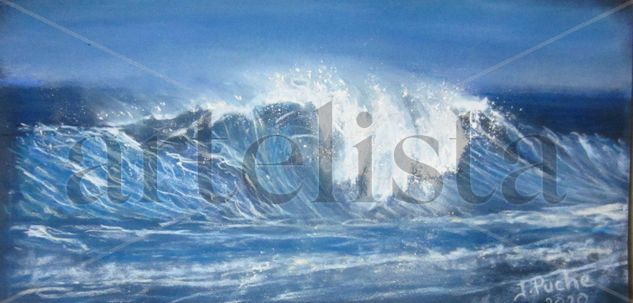 Grandes olas Pastel Card Marine Painting