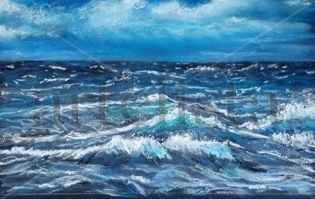 Olas de viento Pastel Card Marine Painting