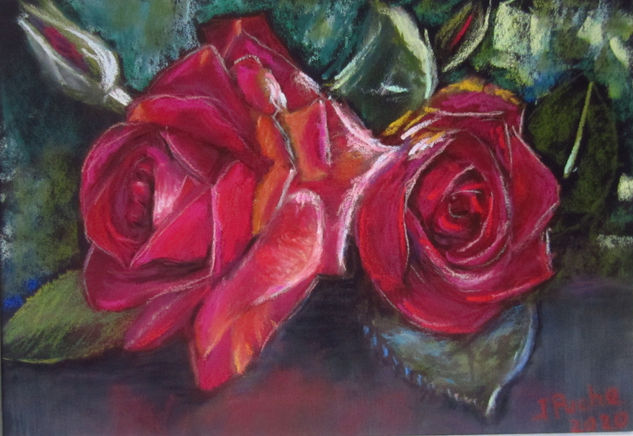 Rosas rojas Pastel Card Floral Painting