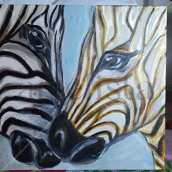 Pareja de zebras Acrylic Canvas Animals