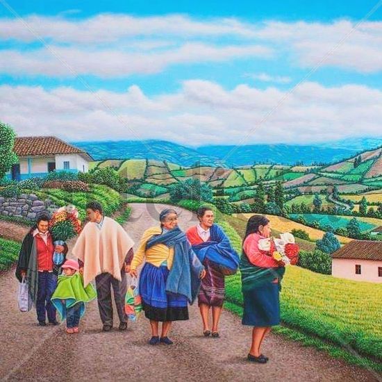 Camino a la ciudad Oil Canvas Landscaping