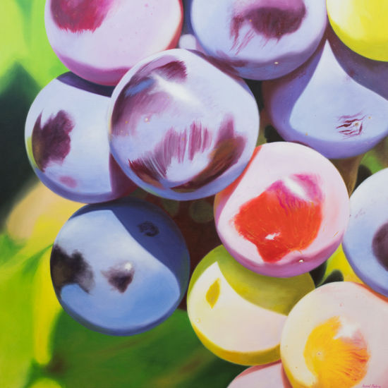 Uvas #5 Oil Panel Still Life Paintings