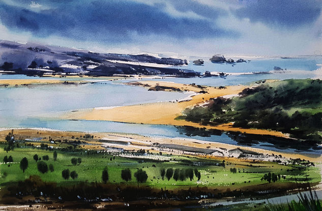 ria de mogro Watercolour Paper Marine Painting