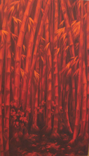 Red Bambúes Oil Canvas Landscaping