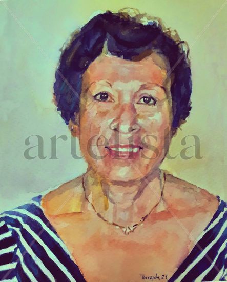 Retrato de Carmen Watercolour Paper Portrait