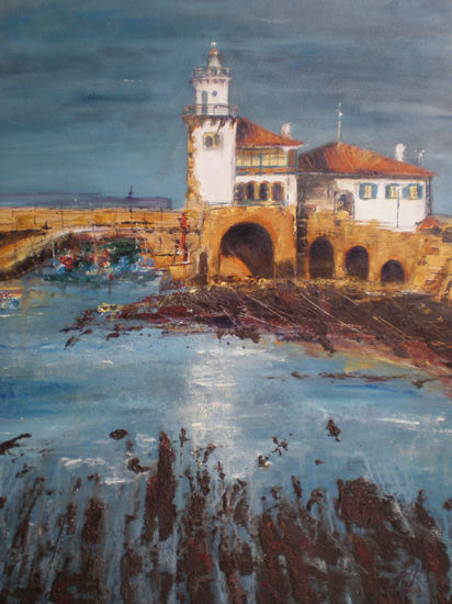 FARO DE ARRILUZE Oil Panel Marine Painting