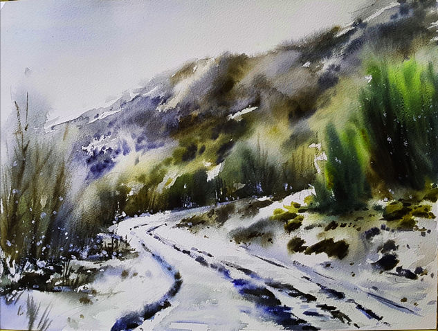 subiendo el angliru - asturias Watercolour Paper Landscaping