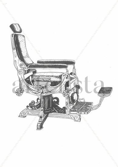 Silla de barbero Técnica Mixta