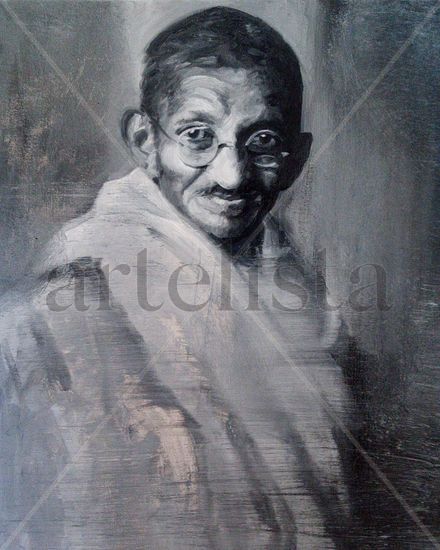 Gandhi Óleo Lienzo Retrato