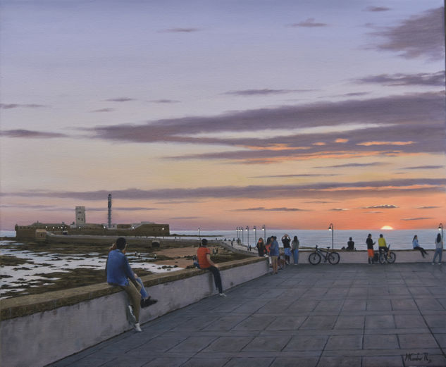 CONTEMPLANDO EL ATARDECER Óleo Lienzo Paisaje