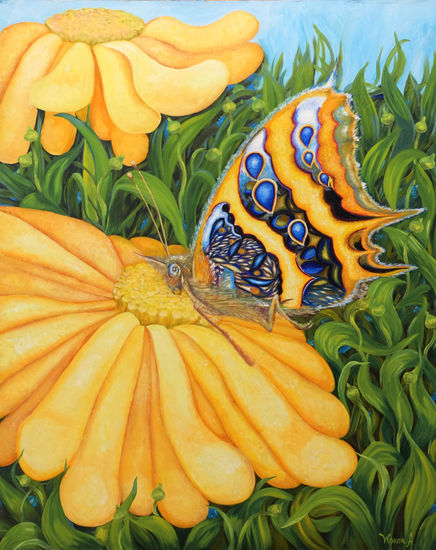 Anastasia Woron:"Mariposa"-Óleo Original Firmado (80x100 cm.) 2004 Óleo Lienzo Animales