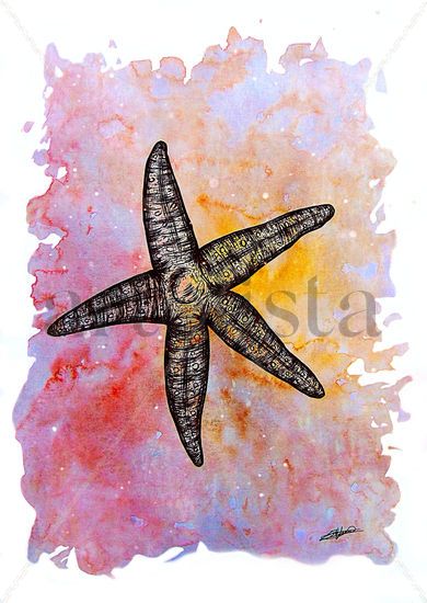 starfish Watercolour Card Marine Painting