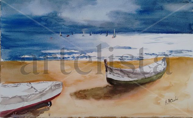 437 Barques Watercolour Paper Marine Painting