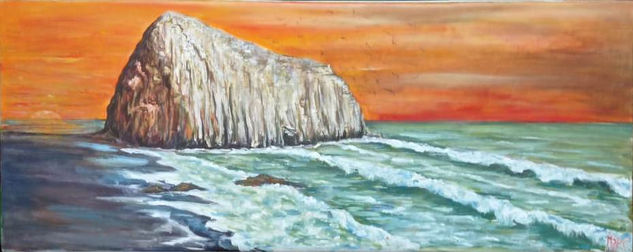 roca de la iglesia,(Patricio Monsalve Anavalón , constitución, chile) Acrylic Canvas Marine Painting