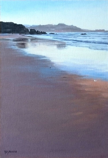 Contraluz en San Vicente de La Barquera Acrylic Canvas Marine Painting