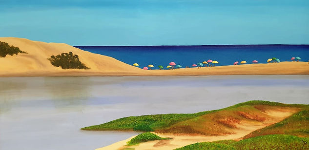 Laguna de Maspalomas Acrylic Canvas Marine Painting