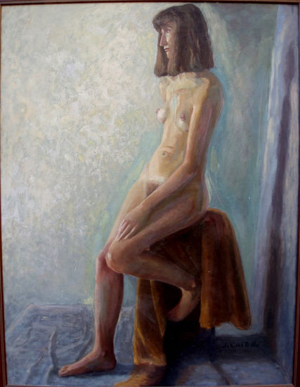 La Modelo, posando desnuda Oil Canvas Figure Painting