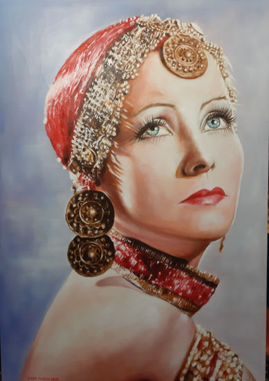 La Garbo Oil Canvas Portrait