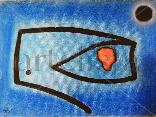 Ballena herida Pastel Paper Marine Painting