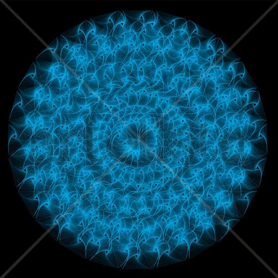 Circle of bright blue light rays 