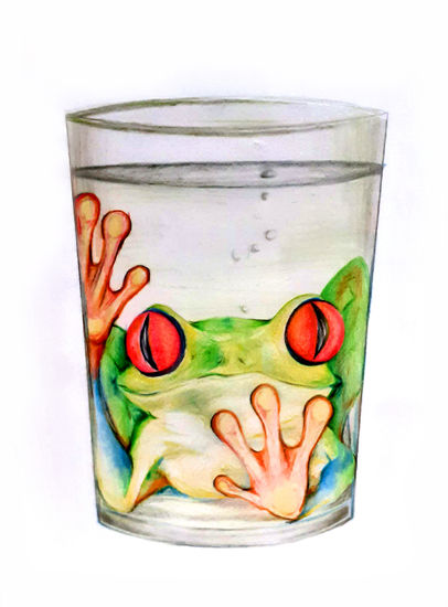 "The dream of the frog trapped in the glass" Mixed Media