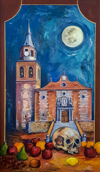 Noche en Vallecas Oil Panel Still Life Paintings