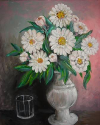 Flores y vaso Oil Canvas Still Life Paintings