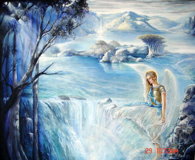 Angel de la Cascada Oil Canvas Figure Painting