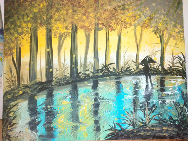 Hombre solitario Acrylic Canvas Landscaping